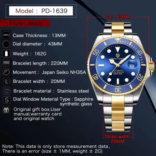 Pagani design submariner "Bluesy" automatic watch